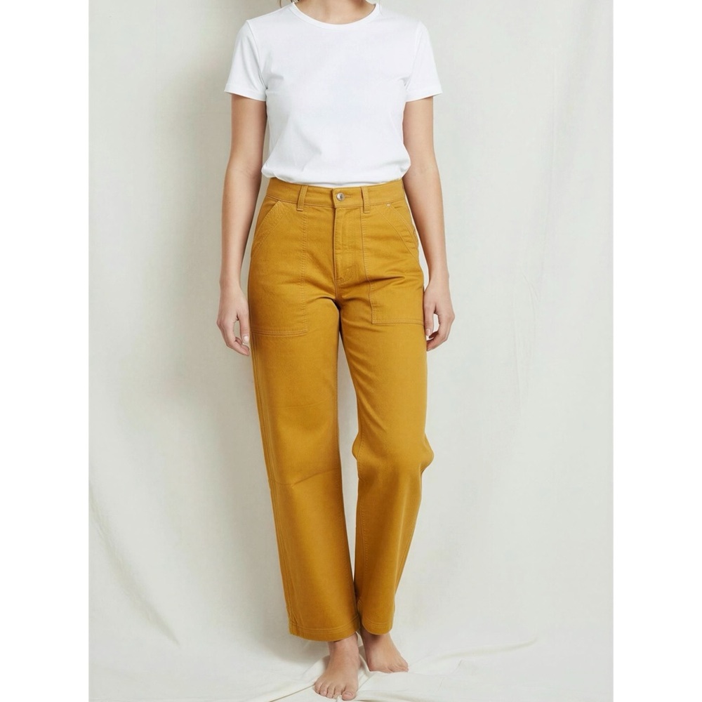 High-Rise Wide-Leg Women's Pants in Mustard